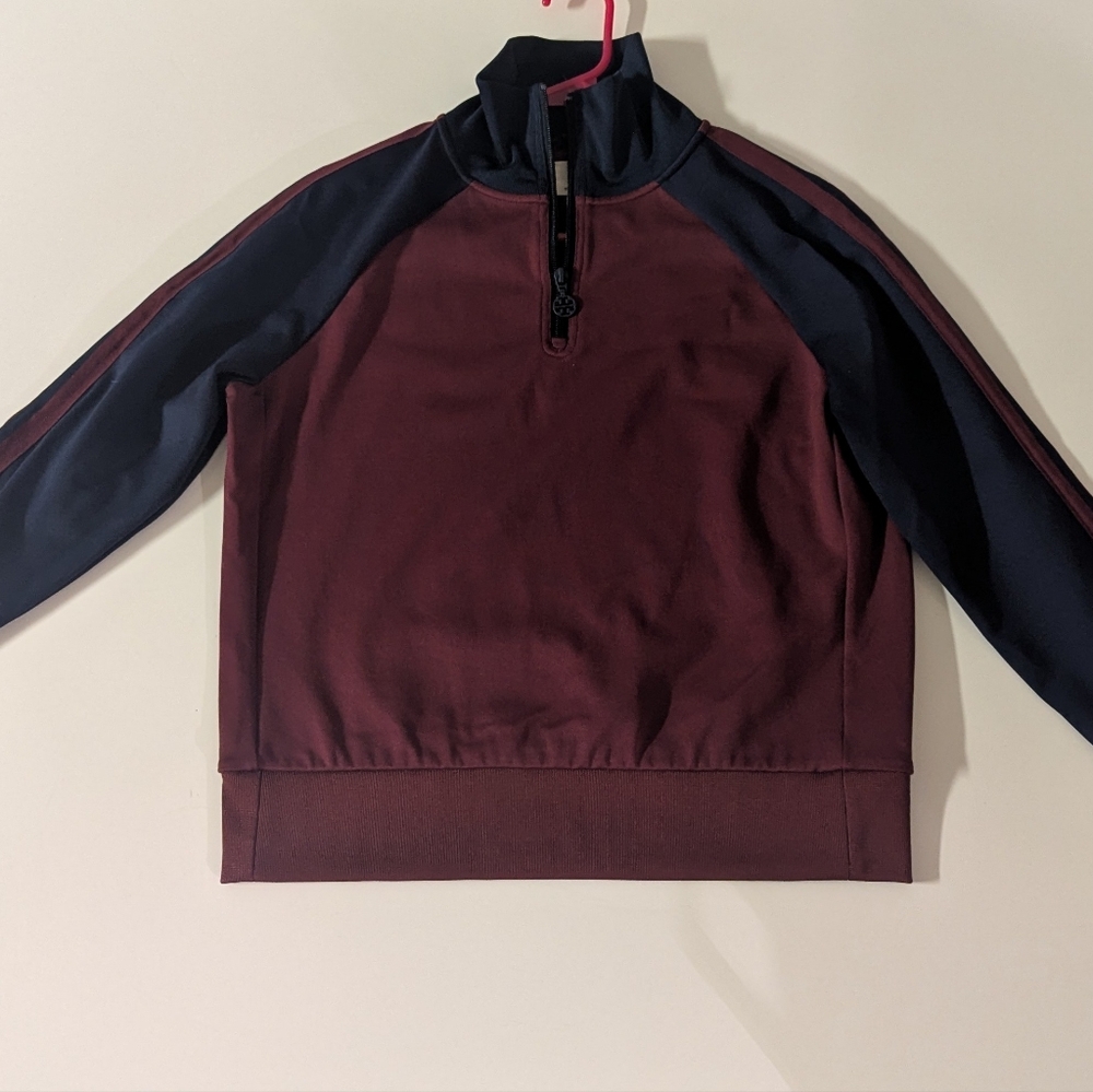 Tory Sport Women's Burgundy and Navy Zip-Up Sweater WORN TWICE